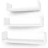 SONGMICS Juego de 3 Estantes murales Modernos- Estantes flotantes de Pared- Estantes de Almacenamiento de MDF- Laca…